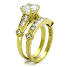 Stunning ion plated gold ring for women featuring a large gemstone with intricate detailing