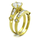 Stunning ion plated gold ring for women featuring a large gemstone with intricate detailing