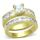 Stunning ion plated gold wedding ring for women with sparkling cubic zirconia accents