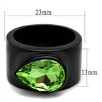 VacationGrabs ion plated statement ring featuring a green teardrop stone and sleek black band