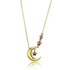 VacationGrabs Women's Necklace with IP gold light brown pendant featuring a moon and star design