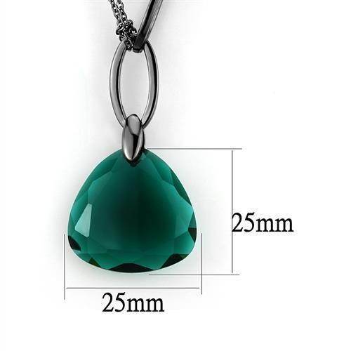IP light black jewelry for men featuring a stunning emerald pendant on a stylish chain