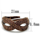 IP light brass infinity ring featuring a stylish design with detailed embellishments