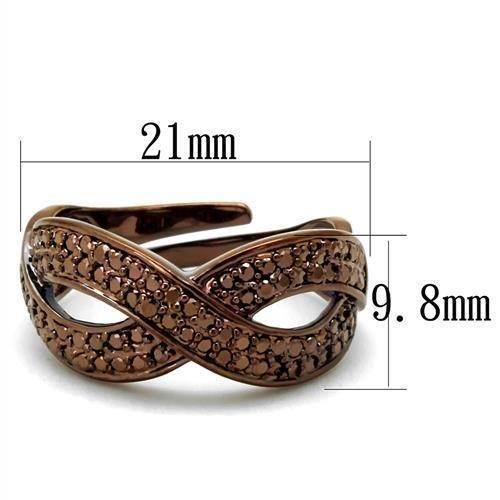 IP light brass infinity ring featuring a stylish design with detailed embellishments