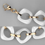 IP rose gold chain bracelet featuring smooth white links and secure clasp for an elegant look