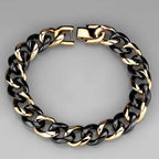 IP rose gold fashion bracelet with black accents and a stylish chunky design