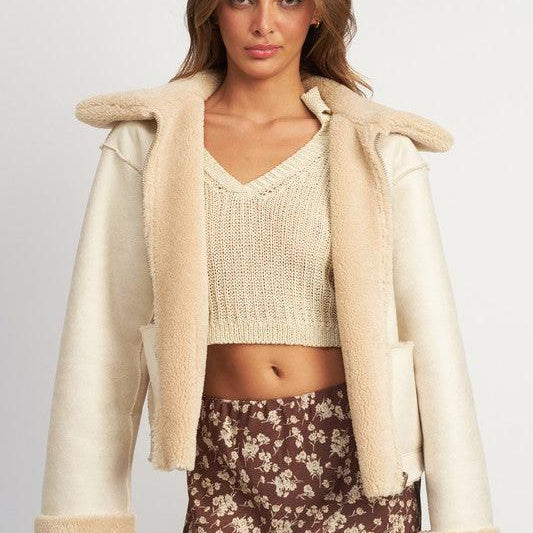 Women's Coats & Jackets Ivory Reversible Faux Fur Cropped Jacket 2 Stylish Ways to Wear