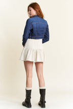 Women's denim jacket in dark blue, perfect for casual wear