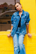 women's denim jacket, casual style, lightweight material for everyday wear