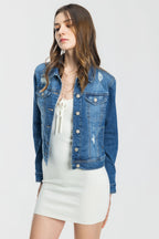 Women's denim jacket in blue, perfect for casual outings.