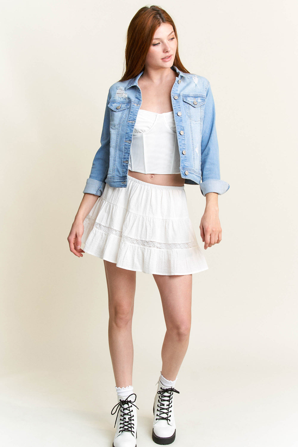 women's denim jacket, light blue, casual layering for spring