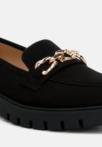 Jacop Micro Suede Metal Chain Link Loafers