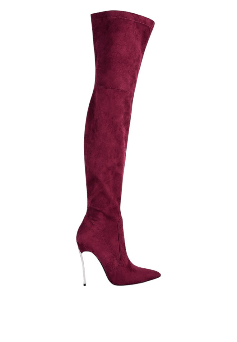 Jaynetts Stretch Suede Micro High Knee Boots