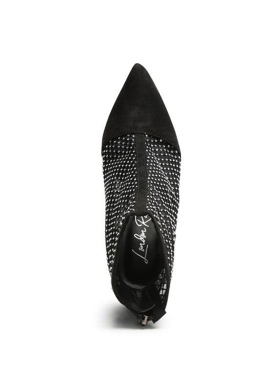 Women's Shoes - Boots Jazz Rhinestone Embellished Mesh Stiletto Boots