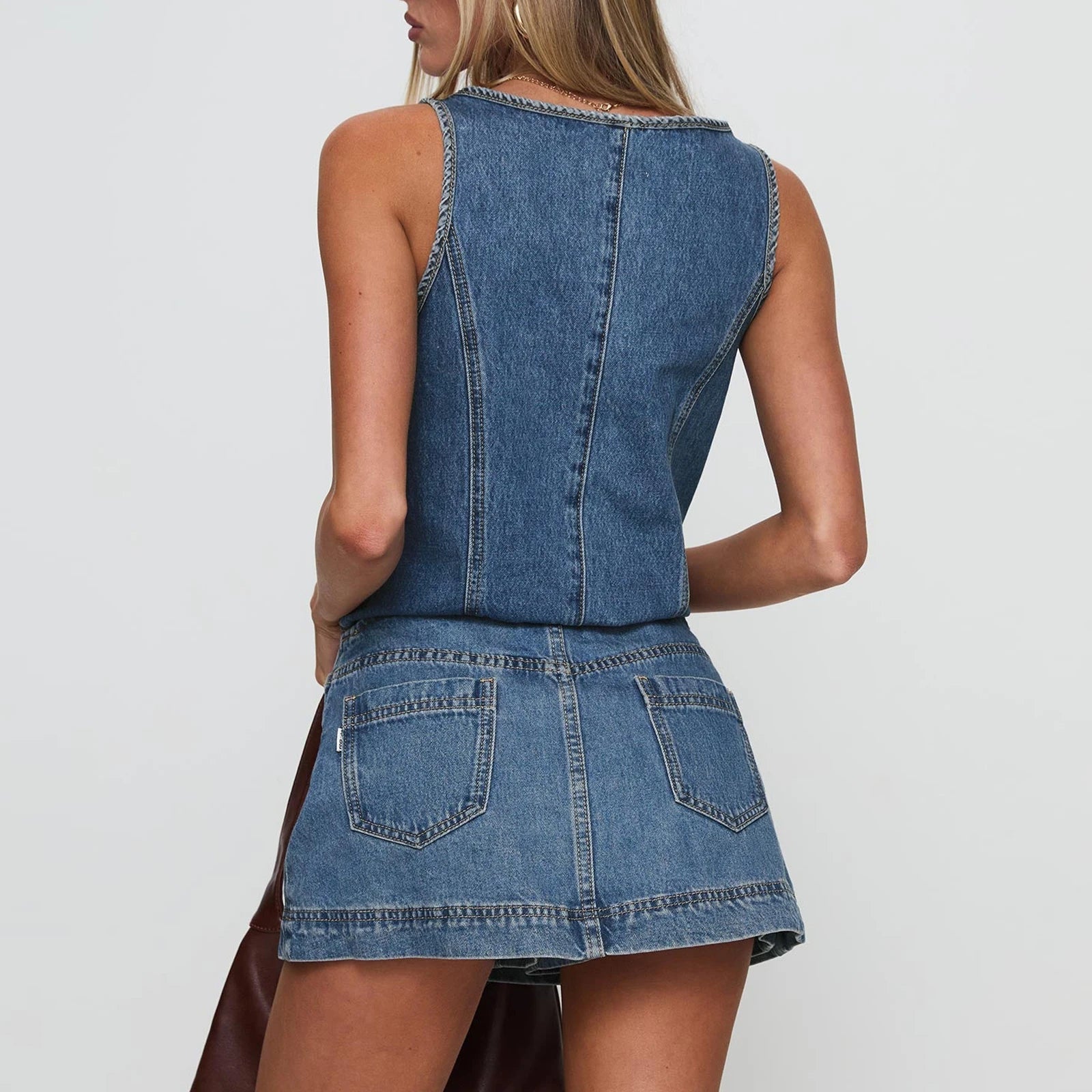 women's jean denim skirt, casual style, light blue, summer wear