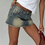 women's jean denim skirt in light blue for casual summer wear