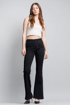 Women's black jeans with flare, perfect for stylish outfits