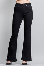 Women's black jeans with flare for casual outings