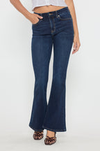 Women's dark blue jeans with flare for casual outings