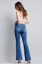 Women's blue jeans with flare, made for casual wear