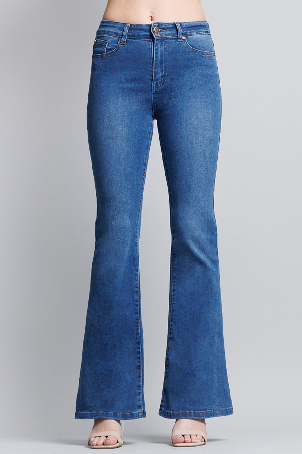 Women's blue denim jeans with flare for casual wear