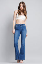 Women's blue jeans with flare, perfect for casual outings