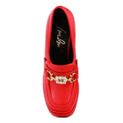 Rag Company Red Jewel Block Heel Loafers with Decorative Buckle for Stylish Comfort