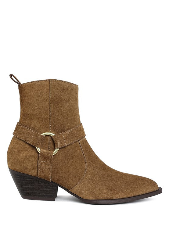 Rag Company Jockey suede boots for women with a stylish buckle detail and a low heel