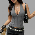 Women's Clubwear Tops in gray, fitted material for stylish nightlife