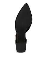 Bottom view of Rag Company women's metallic block heel sandals showing black sole and heel
