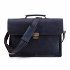 Vintage leather mens briefcase with a classic design and adjustable shoulder strap for professional use
