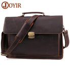 Vintage leather mens briefcase with a sturdy handle and adjustable shoulder strap for professional use