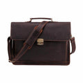 Vintage leather mens briefcase with sturdy handle and adjustable shoulder strap for professional use