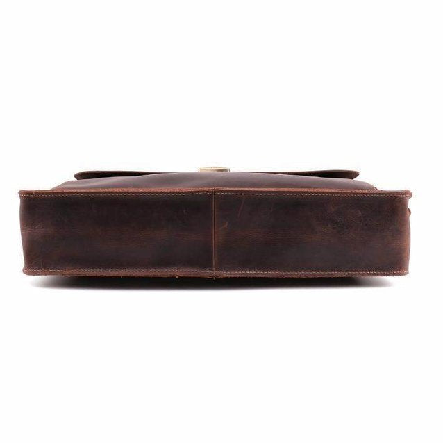 Vintage leather mens briefcase with a sleek design, perfect for stylish professionals