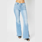 Judy Blue mid rise flare jeans in light wash with stylish design for women