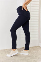 Judy Blue tummy control skinny jeans in dark wash with a flattering fit for women