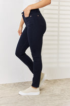 Judy Blue tummy control skinny jeans in dark blue for a flattering fit and trendy style