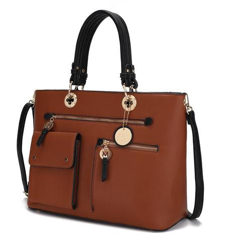 Wallets, Handbags & Accessories Julia Vegan Leather Color-block Women Satchel Bag