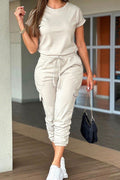 Women's beige casual jumpsuit, soft fabric, perfect for everyday wear