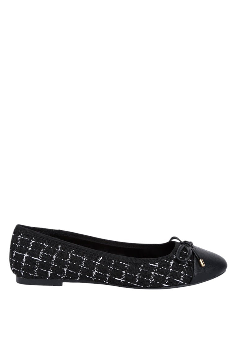 Junpey Plaid Tweed Ballet Flats