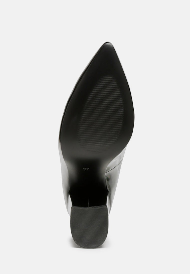 Kamira Patent Block Heeled Pumps
