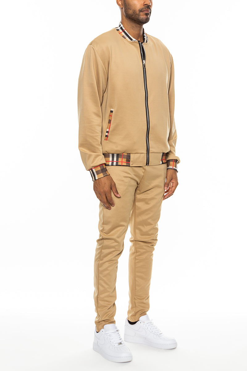 Checkered Track Set – Full Zip Jacket & Elastic Waist Bottom