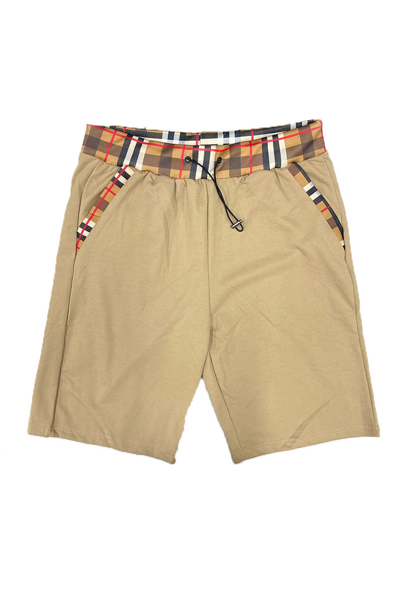 Checkered Detail Shorts – Cotton Blend