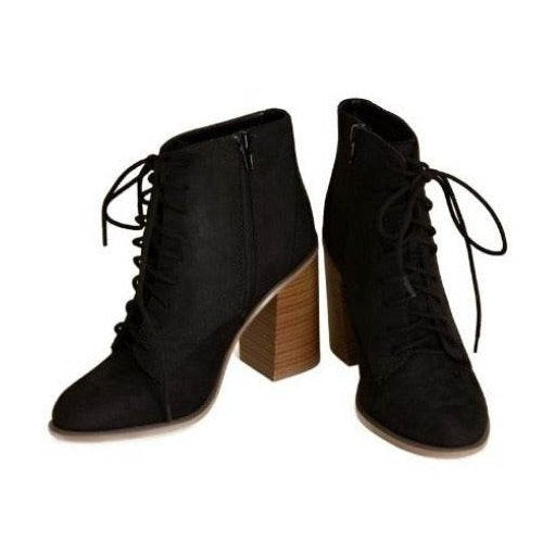Fortune Dynamic Kidman ankle boots in black suede with stylish lace-up design and stacked heel