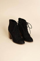 Fortune Dynamic Kidman ankle boots in black with lace-up design and block heel