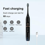 Black electric toothbrush with fast charging and 60 days battery life best electric toothbrush for travel