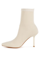 Kintley heeled ankle boots in white mesh design with a pointed toe and stiletto heel for stylish outfits