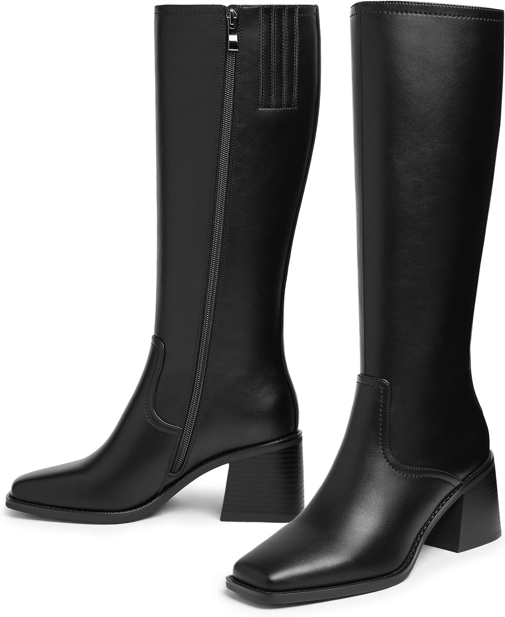 Knee High Boots Women Square Toe Chunky Heel Tall Boots – sole and heel detail
