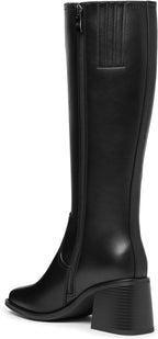 Knee High Boots Women Square Toe Chunky Heel Tall Boots – close-up upper detail