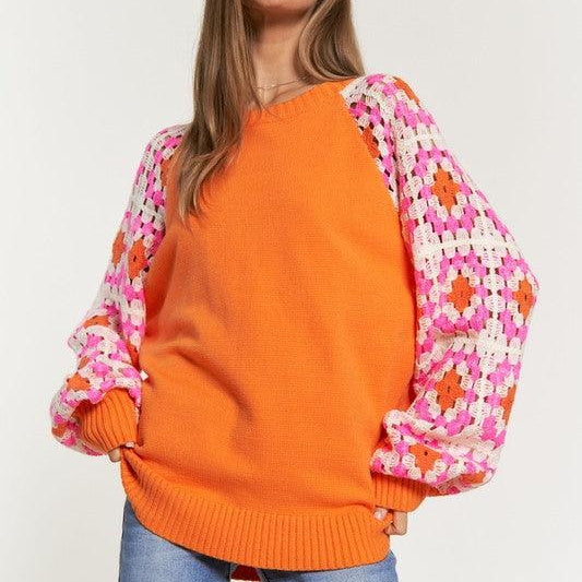 Women's Sweaters Knit Crochet Detailed Long Sleeve Sweater